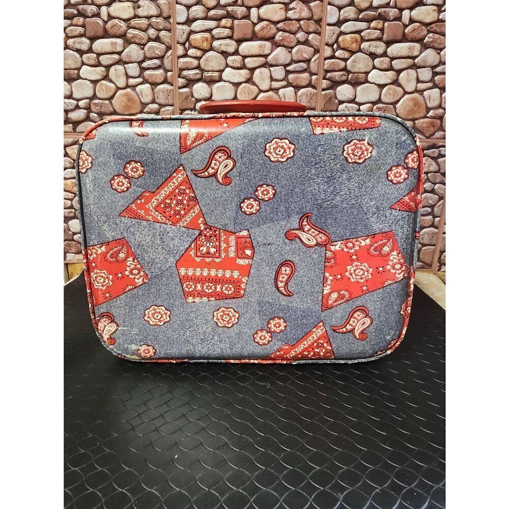 Vintage Faux Denim Bandana Child Suitcase